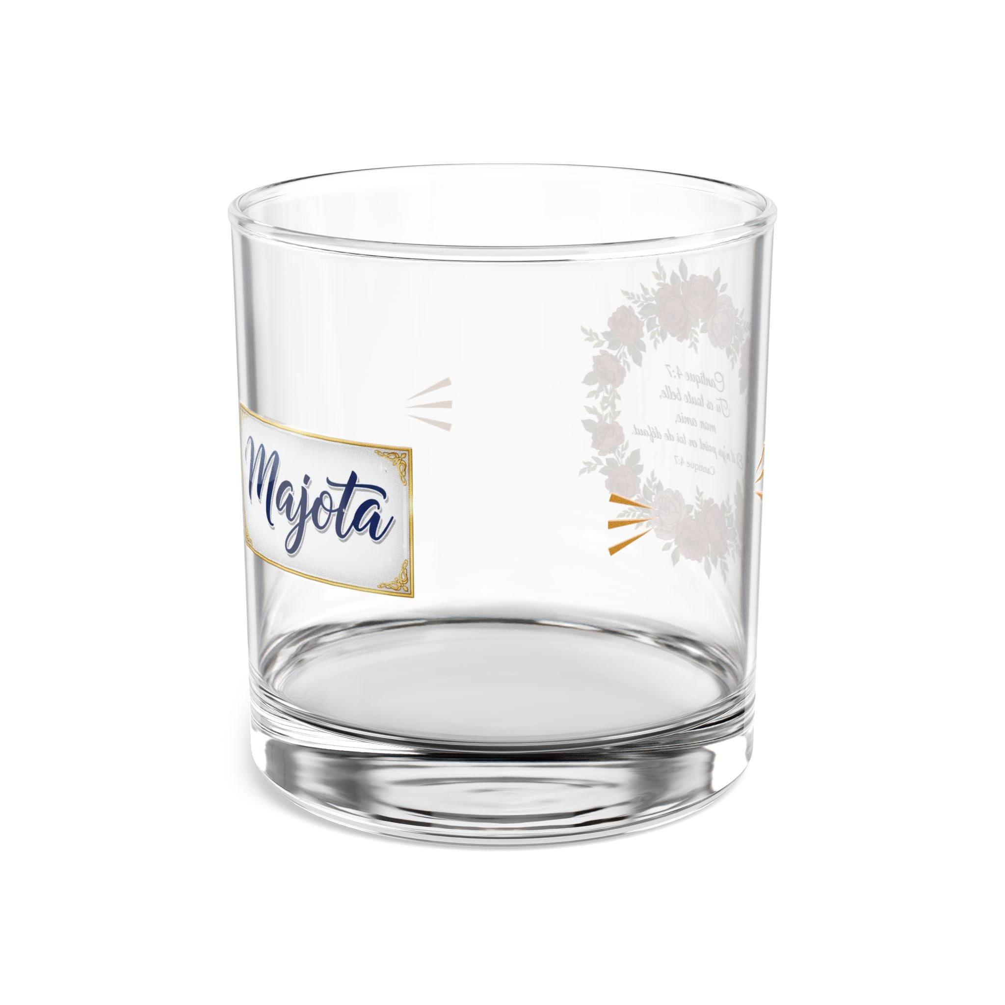 Floral Wreath 10oz Rocks Glass — Personalized 'Majota' Cocktail Tumbler