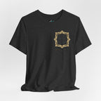 Majeta Script Frame Tee — "No Note, No Worry" White Short Sleeve T-Shirt
