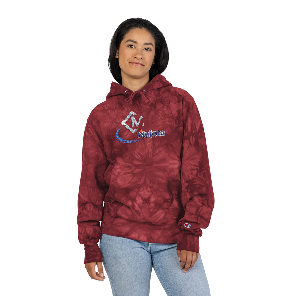 Embroidered Champion Tie-Dye Hoodie – Black Marble Crewneck
