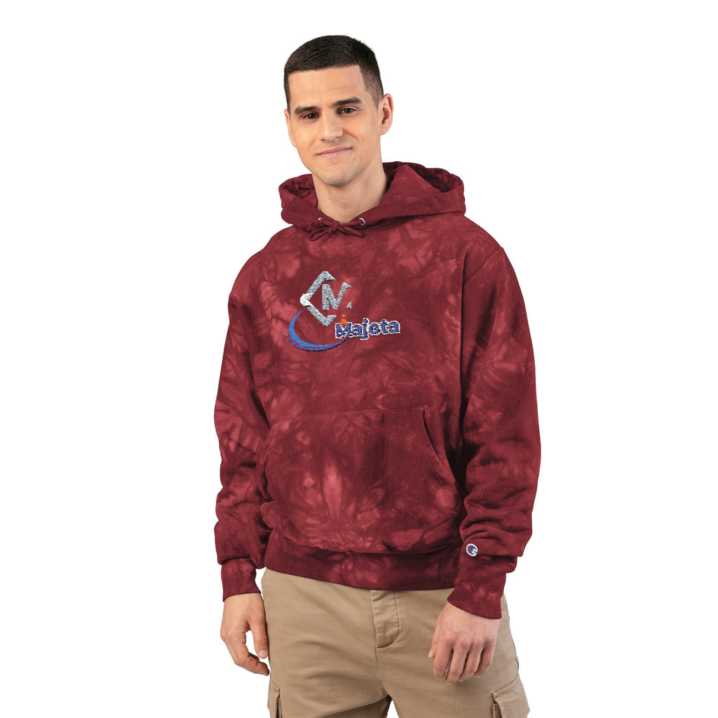 Embroidered Champion Tie-Dye Hoodie – Black Marble Crewneck