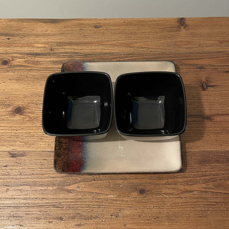 Mastercuisine Square Plate and Bowl Stoneware Dinner Set Of 3