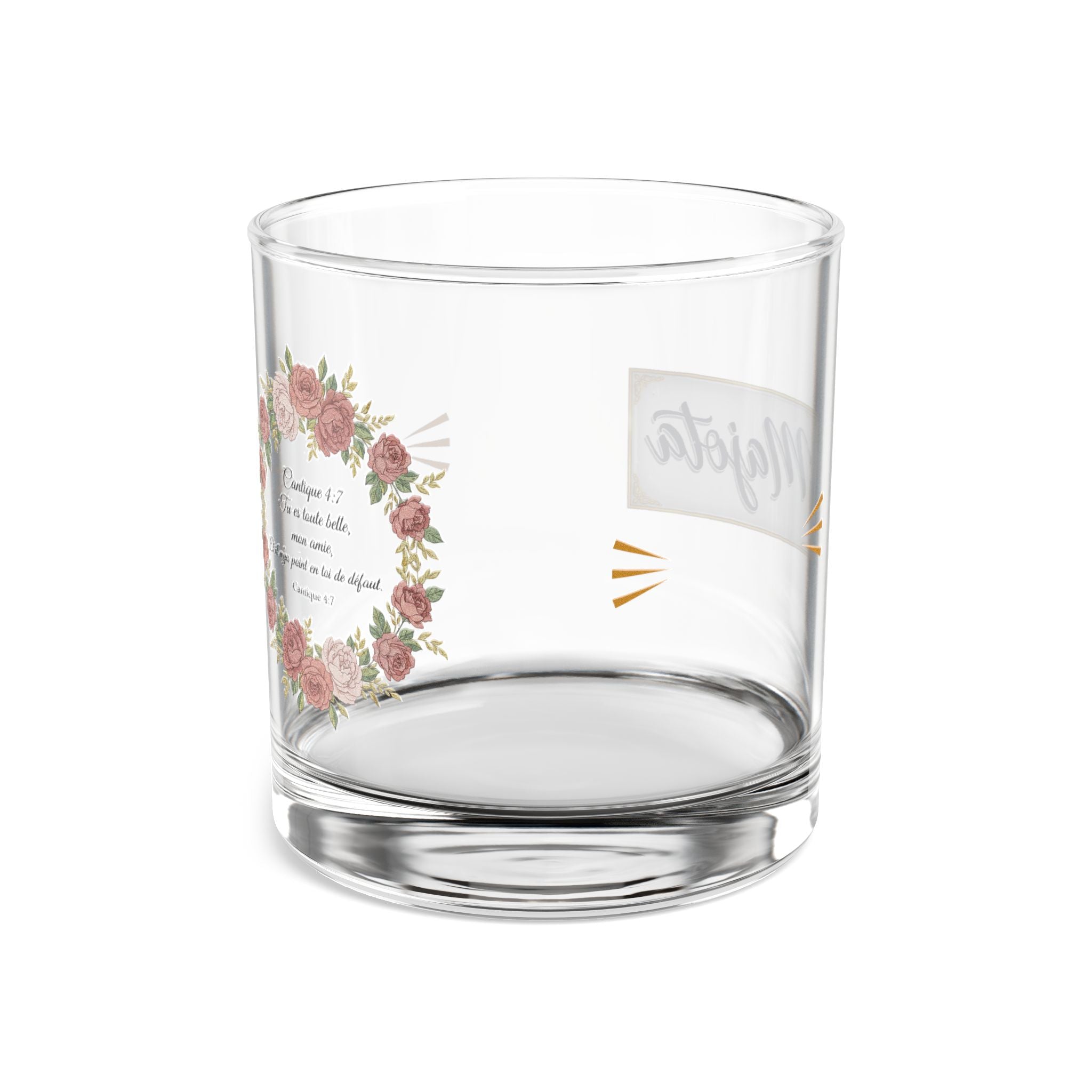 Floral Wreath 10oz Rocks Glass — Personalized 'Majota' Cocktail Tumbler