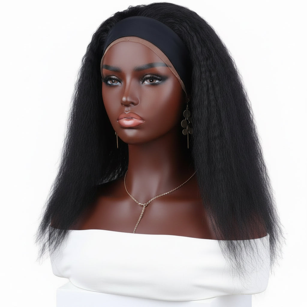Kinky Curly Synthetic Hair Wig 14 Inch Afro Synthetic Headband Wig Shoulder Length