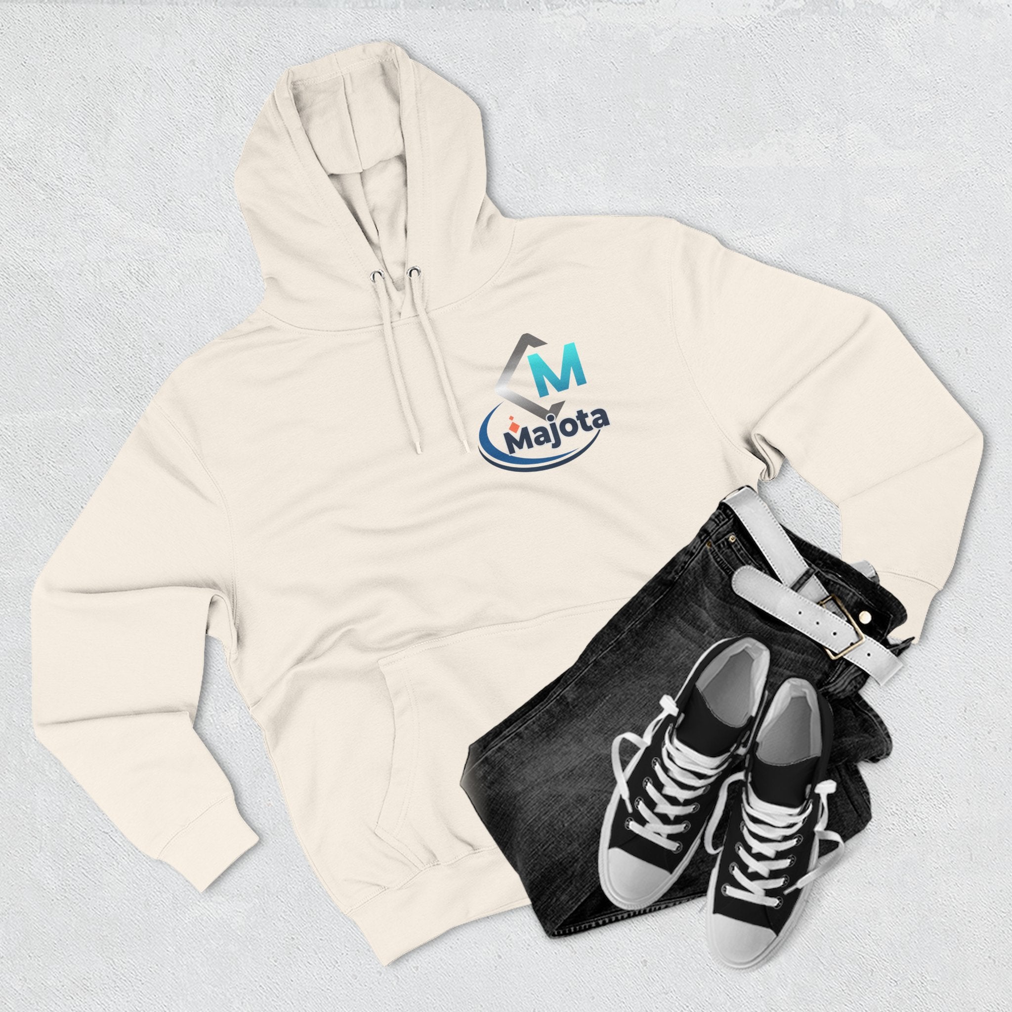 Majota Logo Hoodie – Lightweight White Fleece Pullover