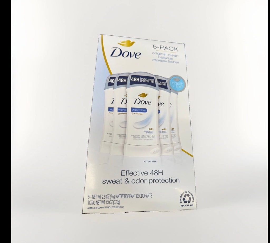 5X Dove Invisible Solid 48H Antiperspirant Deodorant Women Original Clean 2.6 Oz