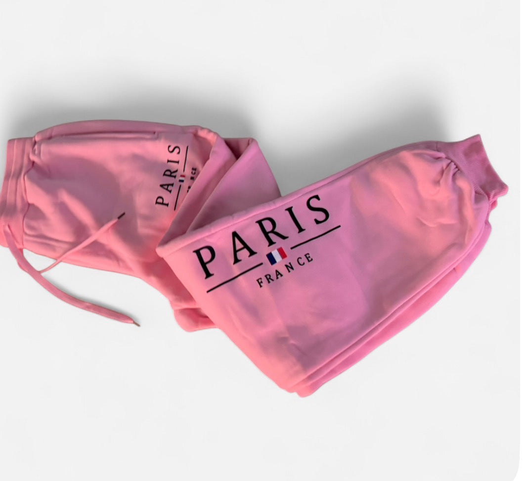Pink “PARIS FRANCE” Sweatpants – Size Medium