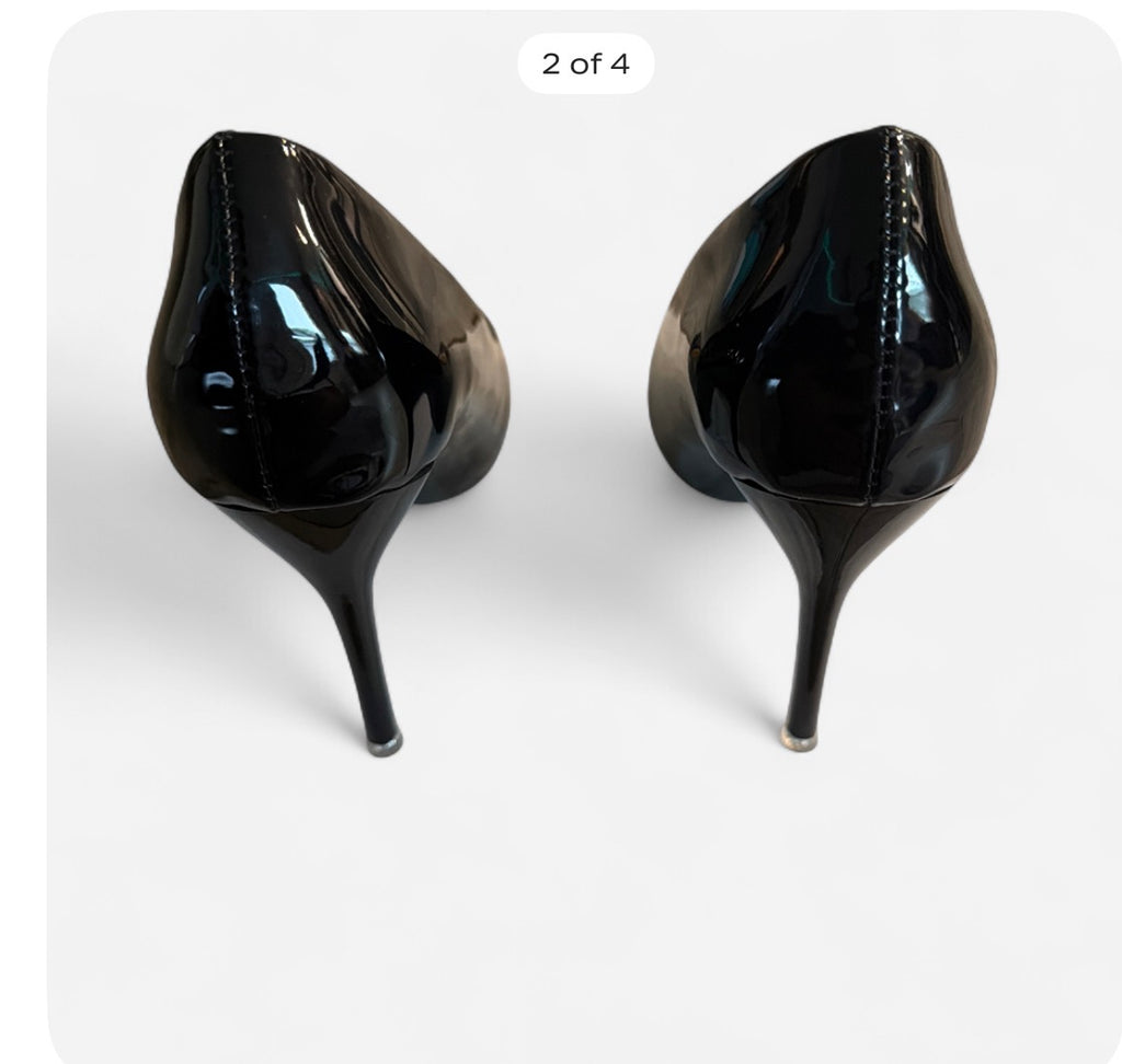 Black patent leather pointed toe pumps #heels #formalwear made by Nanbei•zuo women shoe size 38 in us 7.5