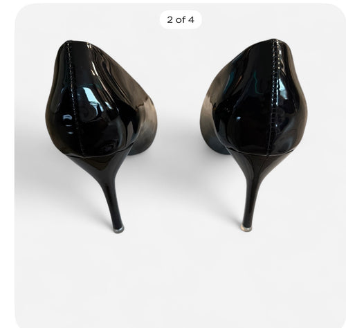 Black patent leather pointed toe pumps #heels #formalwear made by Nanbei•zuo women shoe size 38 in us 7.5