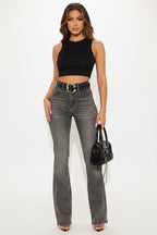 Tessa High Rise Bootcut Jeans - Grey Fashion Nova