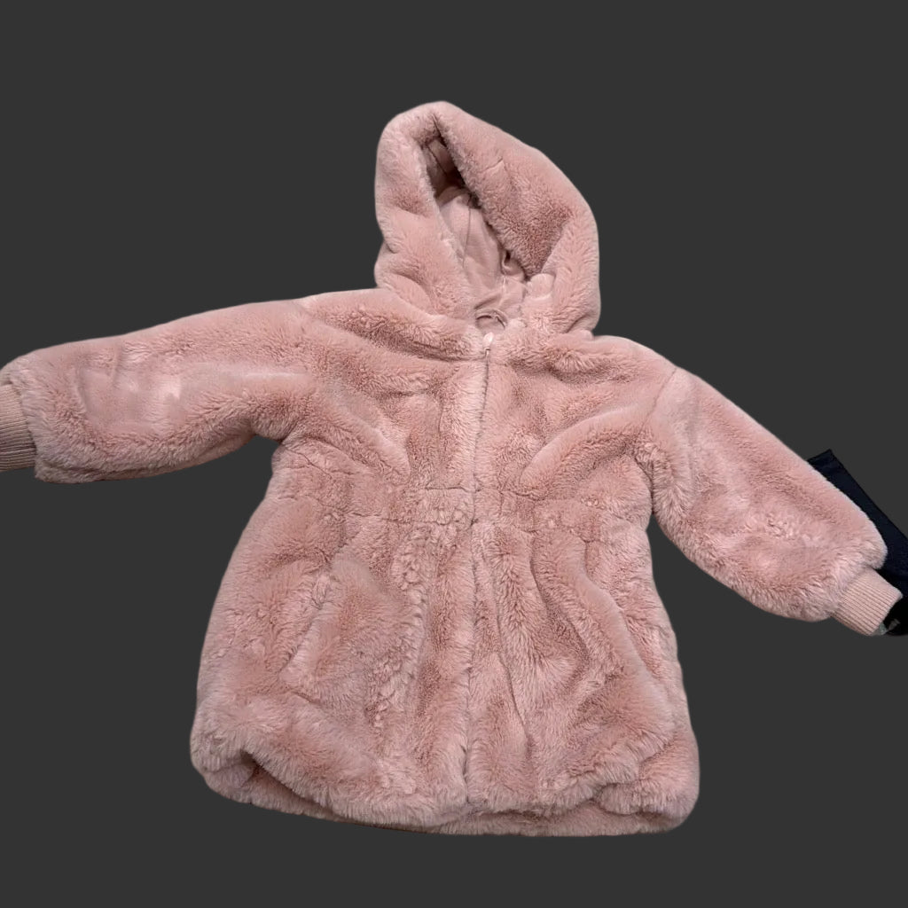 Pink faux fur baby coat