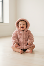 Pink faux fur baby coat