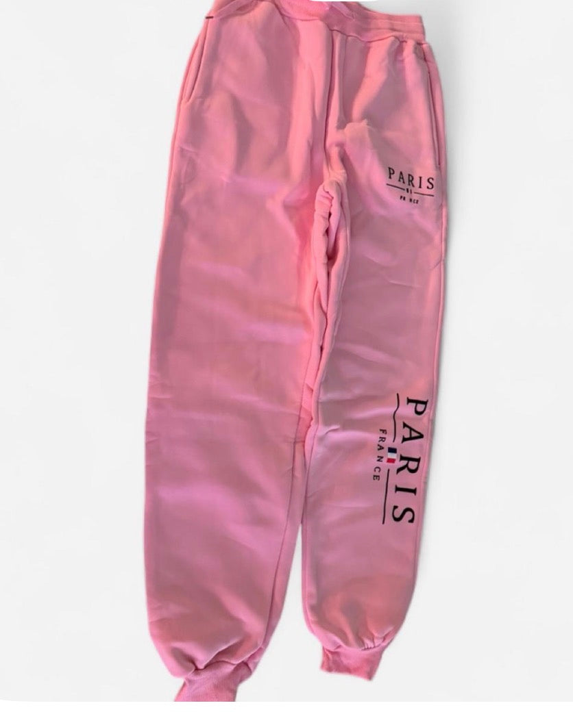 Pink “PARIS FRANCE” Sweatpants – Size Medium