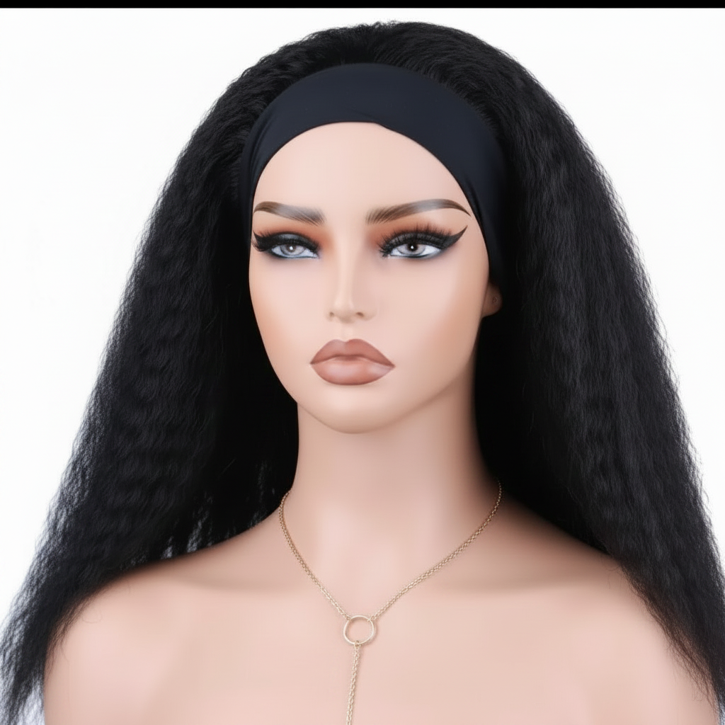 Kinky Curly Synthetic Hair Wig 14 Inch Afro Synthetic Headband Wig Shoulder Length