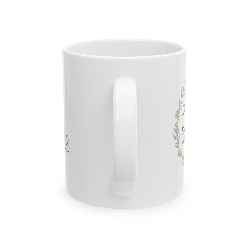 Inspirational Floral Wreath Ceramic Mug – Script Name Personalized 11oz/15oz