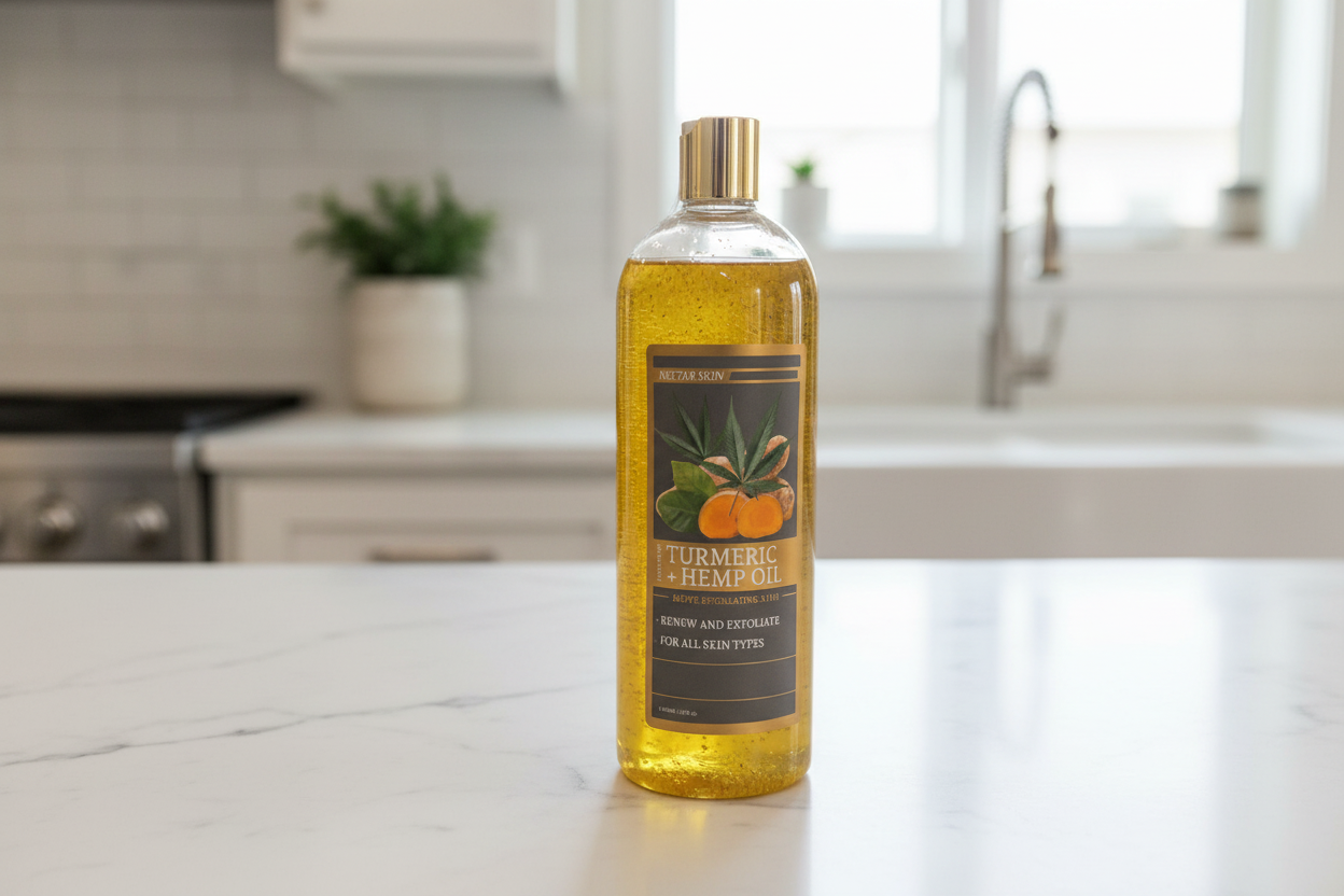 Nectar Skin Turmeric & Hemp oil Exfoliating Shower Gel 32 Fl Oz 2-IN-1
